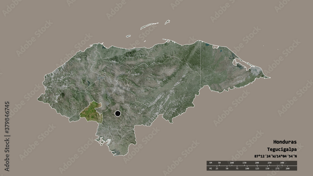Location of La Paz, department of Honduras,. Satellite