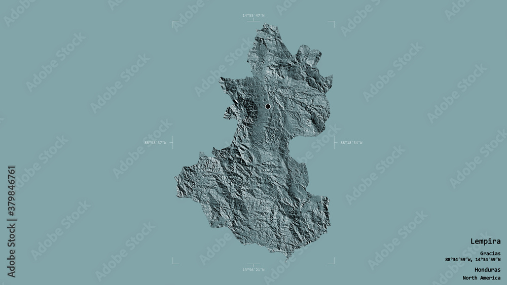 Obraz premium Lempira - Honduras. Bounding box. Administrative