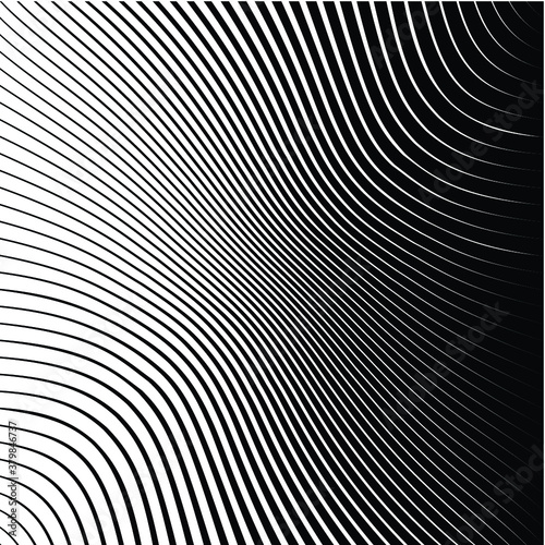 Wallpaper Mural Abstract warped Diagonal Striped Background . Vector curved twisted slanting, waved lines texture Torontodigital.ca