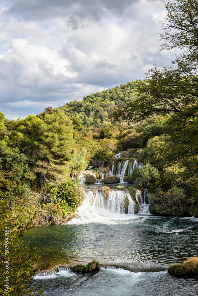 Fototapeta premium Waterfall in the Krka National Park in Croatia