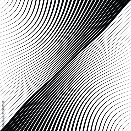 Wallpaper Mural Abstract warped Diagonal Striped Background . Vector curved twisted slanting, waved lines texture Torontodigital.ca