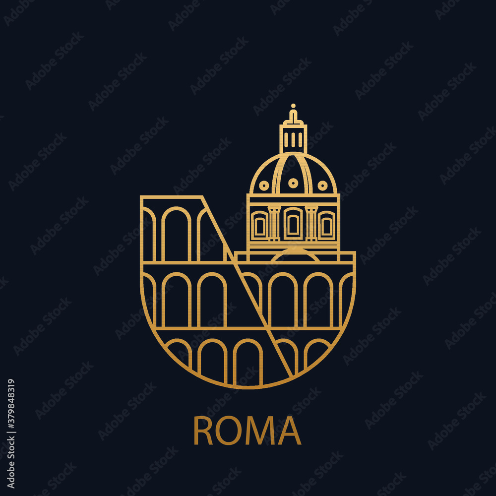 Fototapeta premium Rome icon. Italy vector pictogram. Colosseum illustration. Souvenir. Luxury.
