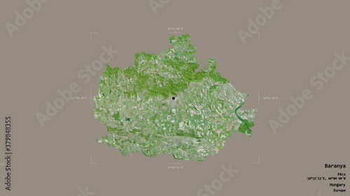 Baranya - Hungary. Bounding box. Satellite