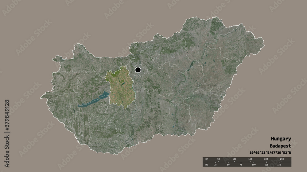 Location of Fejer, county of Hungary,. Satellite