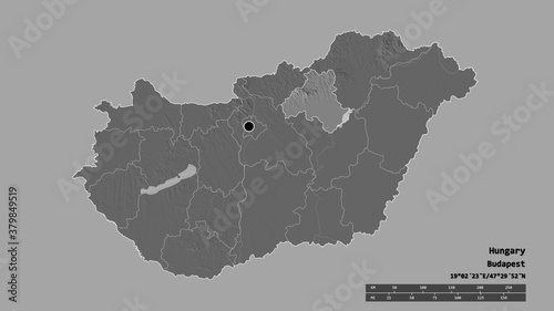 Location of Heves, county of Hungary,. Bilevel