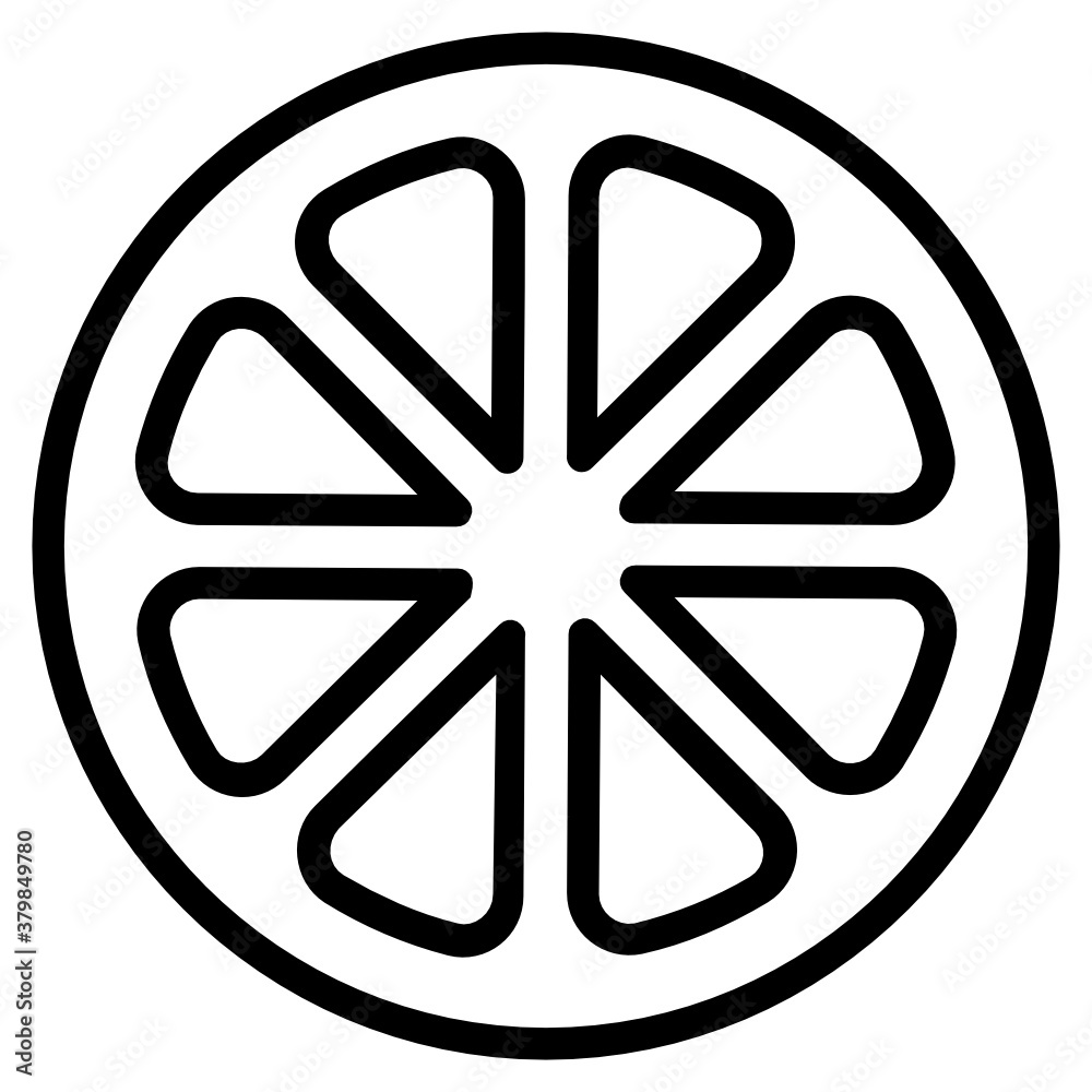 Orange slice denoting citrus fruit in flat icon
Orange slice denoting citrus fruit in flat icon