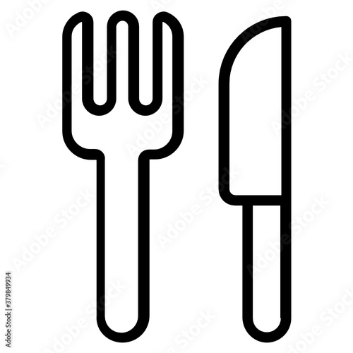  Flat icon of fork and knife showing kitchen utensils 
