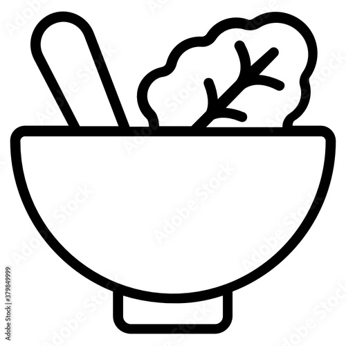 
An icon of salad bowl in flat design, diet food conceptualization
