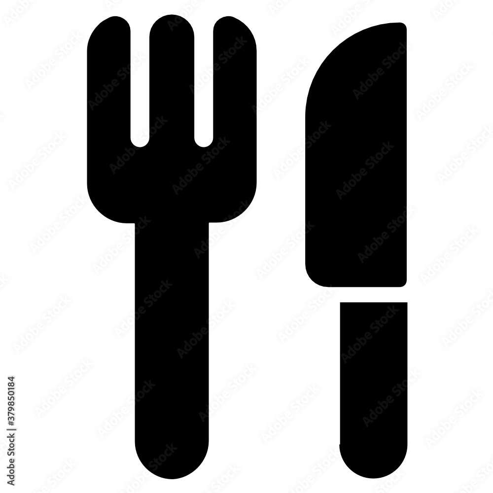 Flat icon of fork and knife showing kitchen utensils
Flat icon of fork and knife showing kitchen utensils