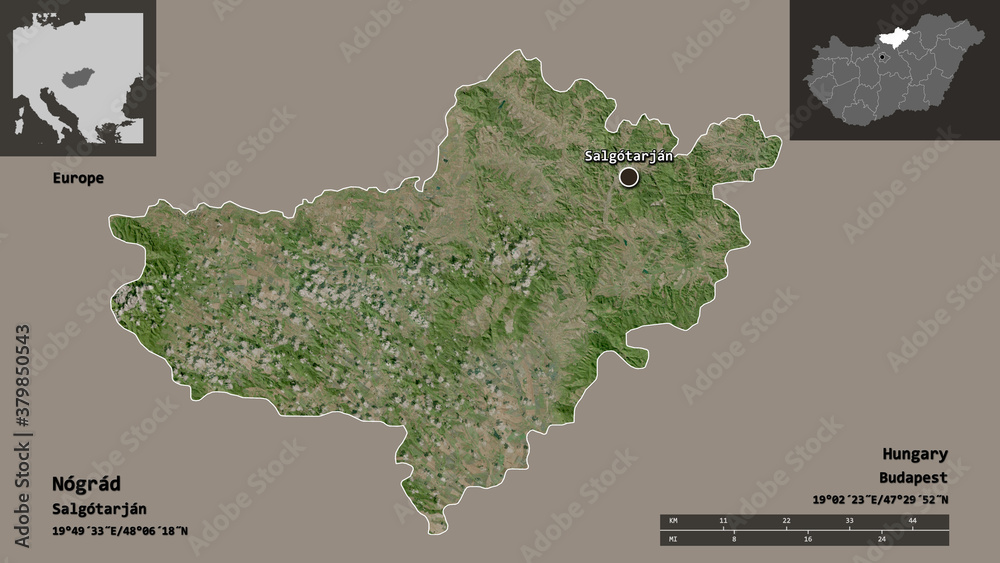 Nograd, county of Hungary,. Previews. Satellite