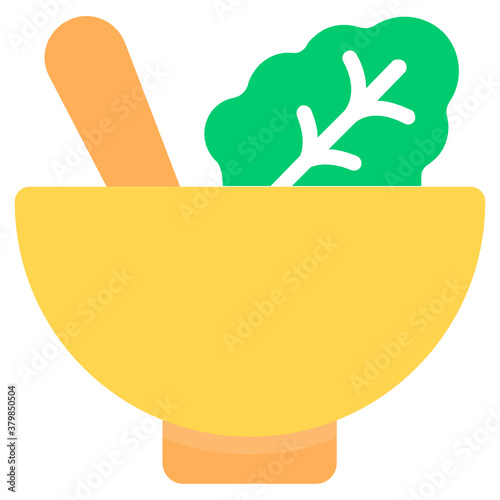 
An icon of salad bowl in flat design, diet food conceptualization
