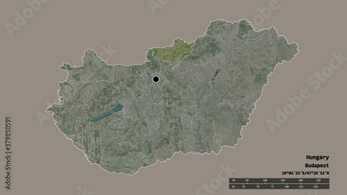 Location of Nograd, county of Hungary,. Satellite photo