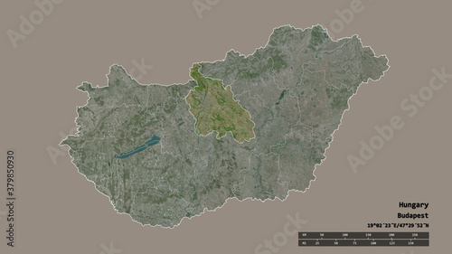 Location of Pest, county of Hungary,. Satellite