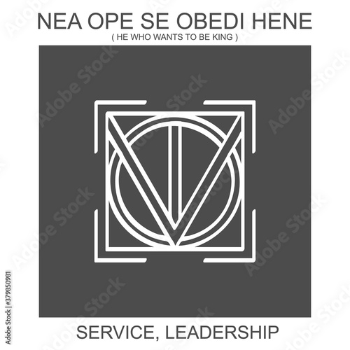 vector icon with african adinkra symbol Nea Ope Se Obedi Hene. Symbol of service and leadership