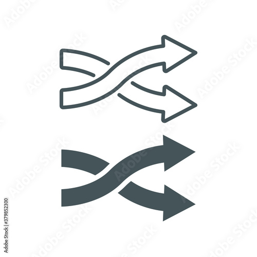 Redirect line and glyph icon. Change direction symbol design. Stock - Vector illustration can be used for web. EPS 10