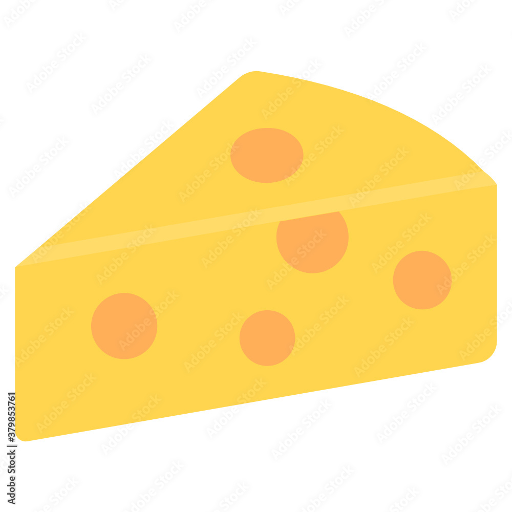 
Dairy product piece, cheese slice flat icon design 
