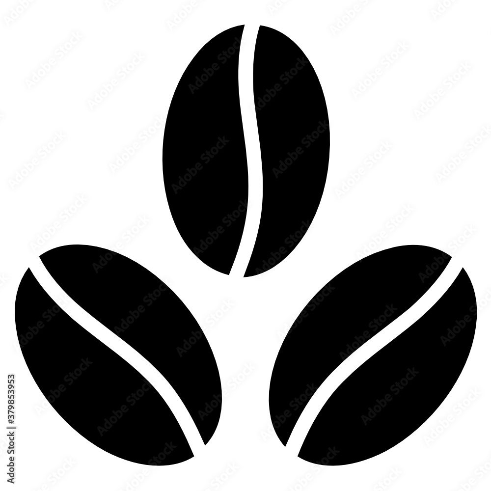 
Organic seeds of coffea plant, coffee beans in flat icon

