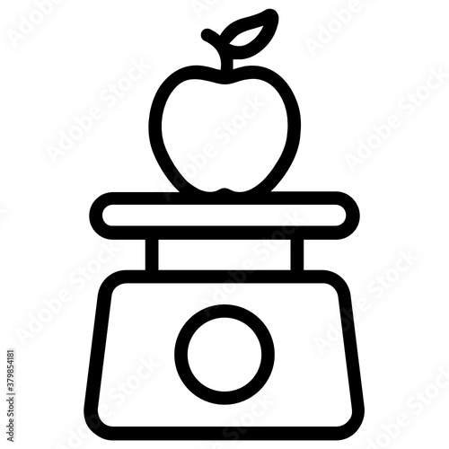 
Apple over weight machine, balance diet flat icon
