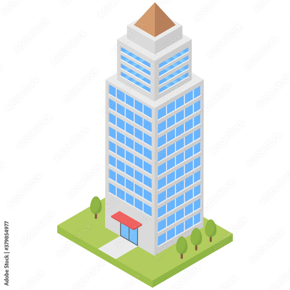 
Icon of business center isometric vector 
