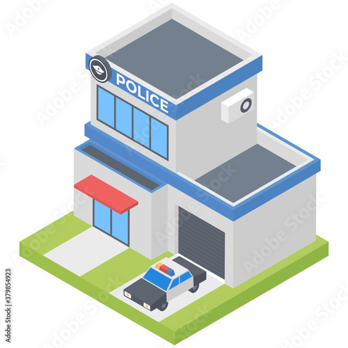 
Police station vector in isometric design 
