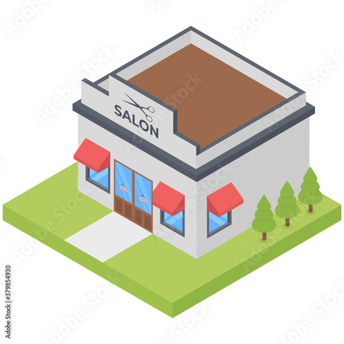 
Salon exterior isometric vector building 
