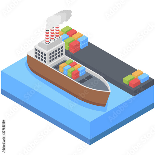 
Isometric icon of sea port 
