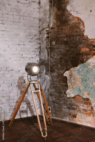 Vintage spotlight in a loft