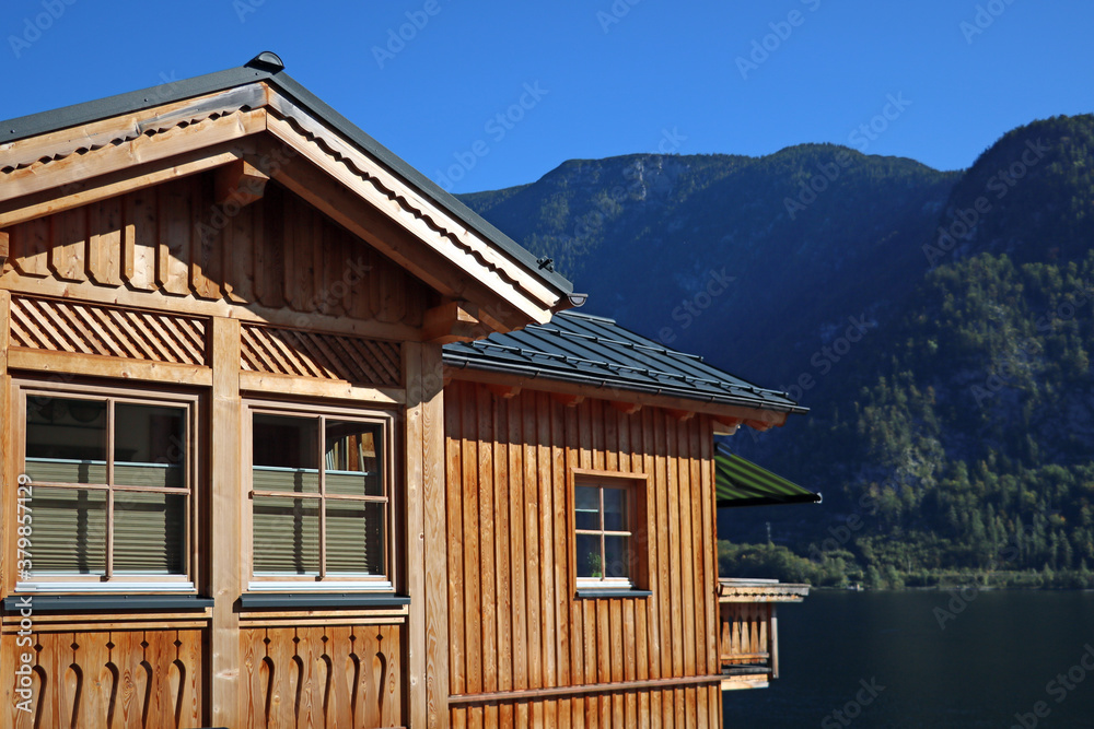 View of the old house against the background of mountains. View of the old house against the background of mountains.