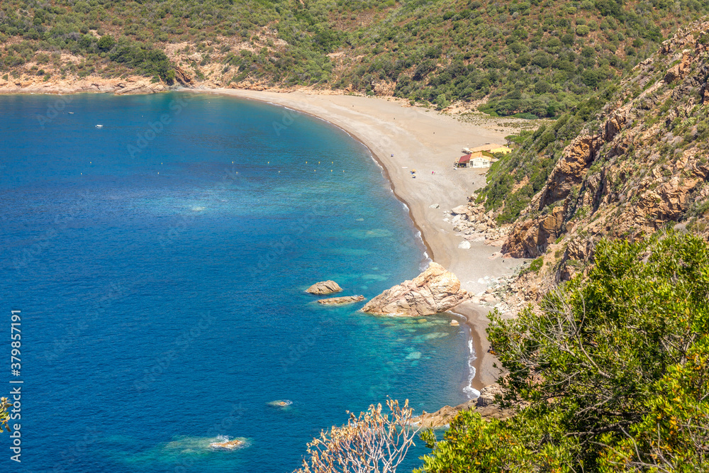 The Calanques de Piana and the sea in Corsica, France