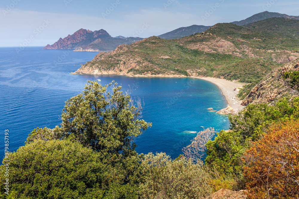 The Calanques de Piana and the sea in Corsica, France