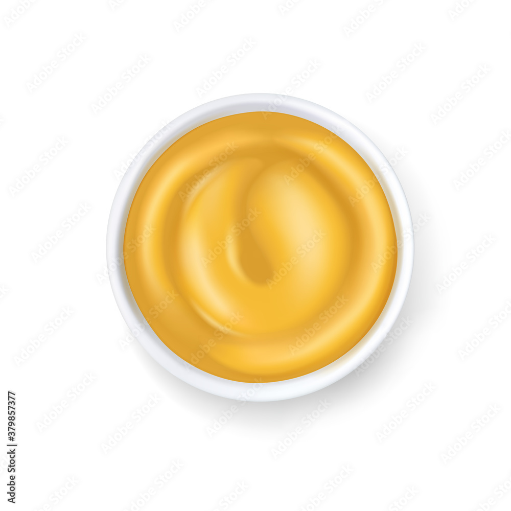 Mustard in a white ceramic bowl, dip sauce, delicious food. Mustard in a white ceramic bowl, dip sauce, delicious food.