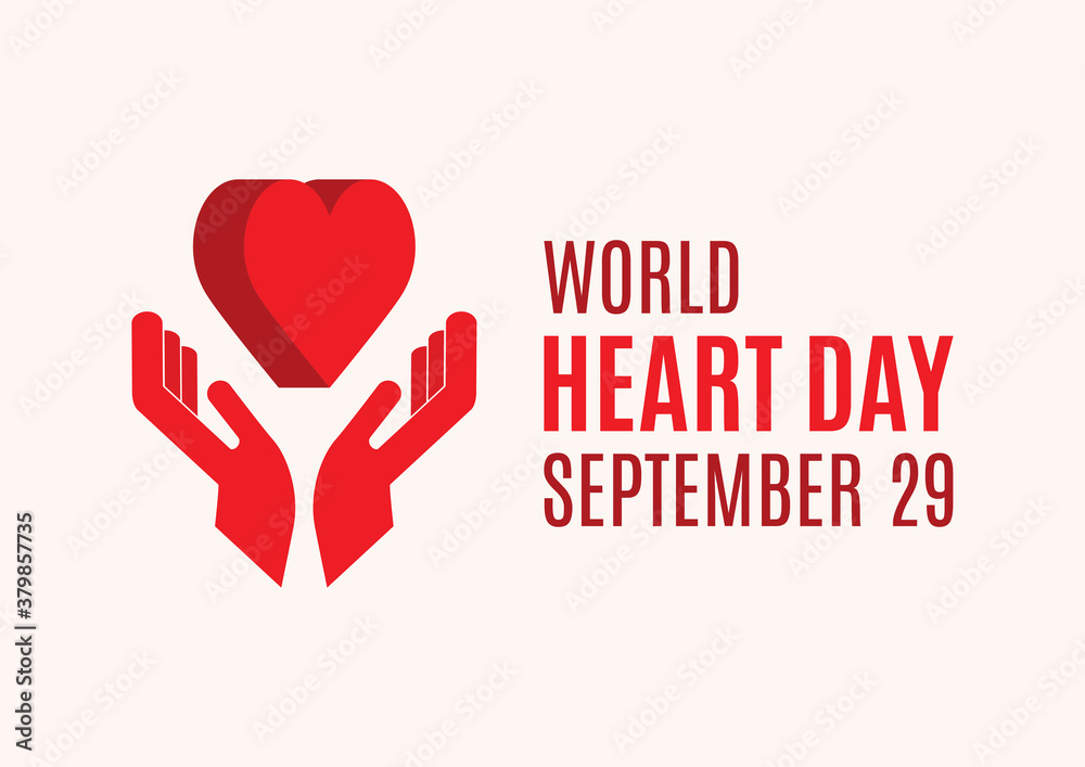 World Heart Day Poster with Hands with Heart vector. Two human hands with red heart shape icon. Caring hands holding a heart vector. Heart Day Poster, September 29. Important day World Heart Day Poster with Hands with Heart vector. Two human hands with red heart shape icon. Caring hands holding a heart vector. Heart Day Poster, September 29. Important day