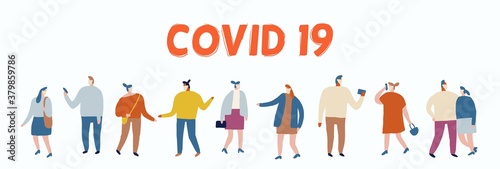 People and wearing Face Mask Fight Against Covid-19  Coronavirus Disease  Health Care. Flat Vector illustration. 