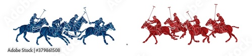 Horses Polo players action cartoon cartoon graphic vector
