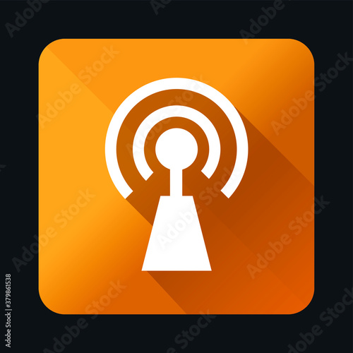 Flat Universal White Icon with Shadows on Realistic Colorful Button on Black Background . Isolated Vector Elements