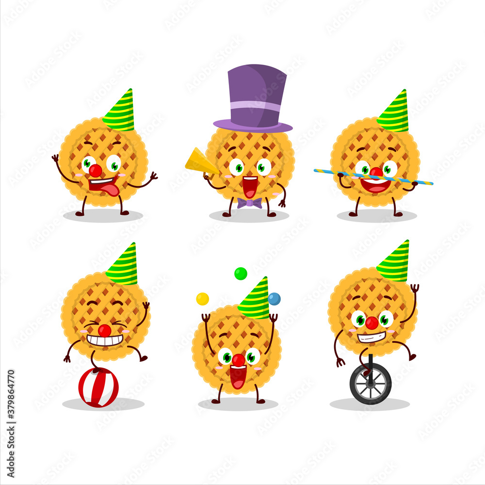 Cartoon character of pumpkin pie with various circus shows