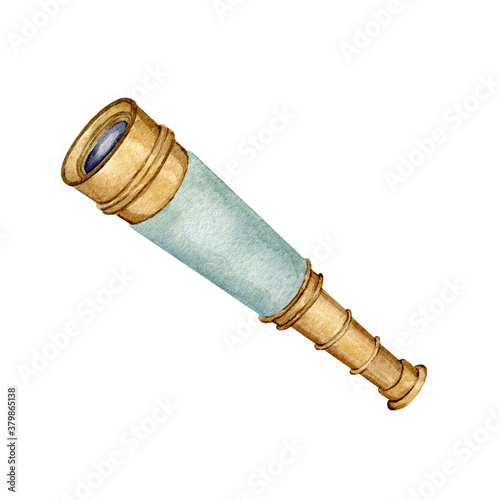 Watercolor science equipment telescope photo
