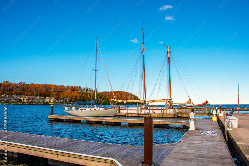 Fototapeta premium Sister Bay Town harbour view in Door County of Wisconsin