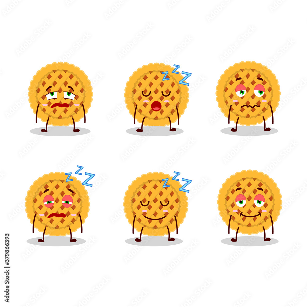 Cartoon character of pumpkin pie with sleepy expression Cartoon character of pumpkin pie with sleepy expression