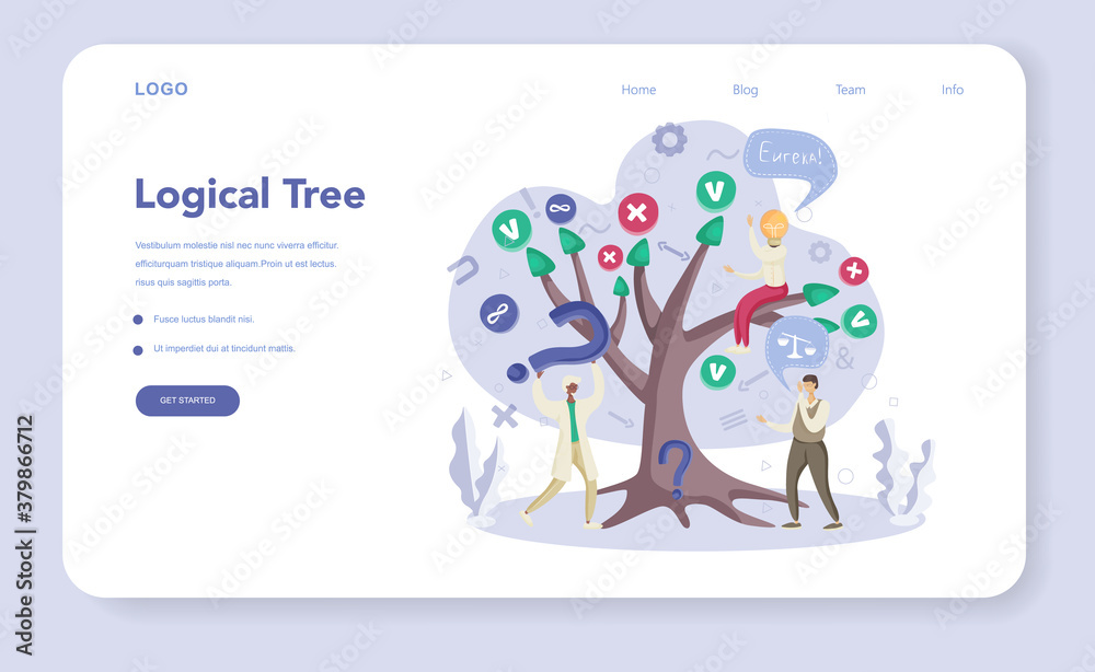 Fototapeta premium Logical tree web banner or landing page set. Scientist systematicly