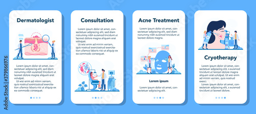 Dermatologist mobile application banner set. Dermatology specialist