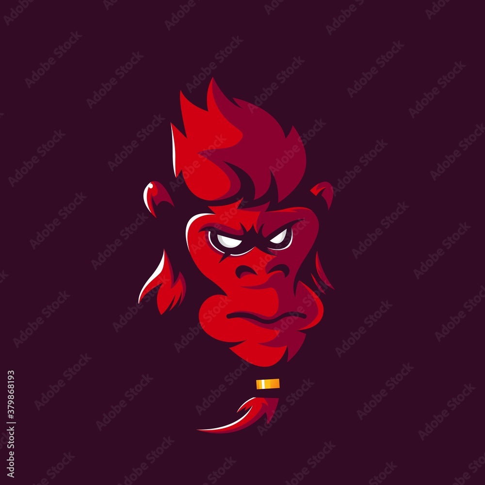 Ape mascot logo design vector with modern illustration concept style for badge, emblem and t shirt printing. Bearded monkey for e-sport team