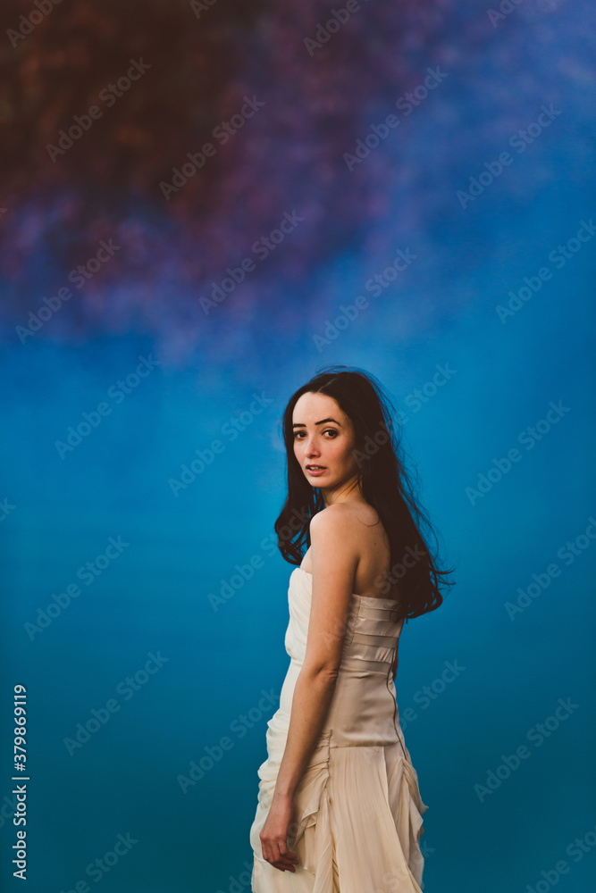 Portrait of young woman in blue Portrait of young woman in blue