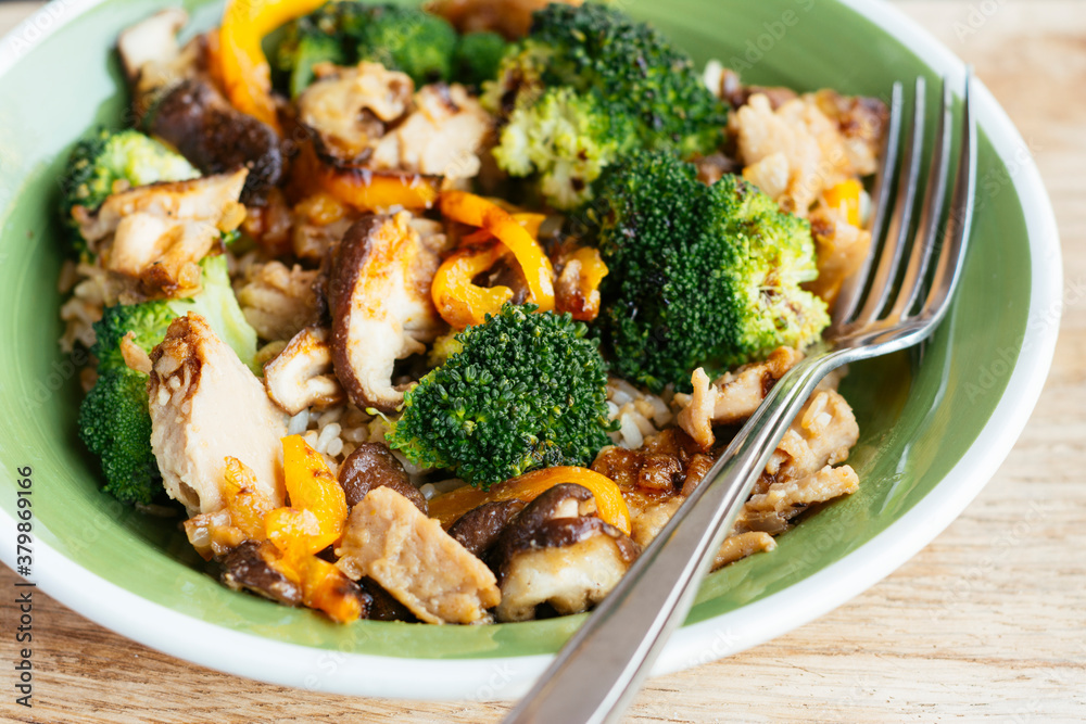 Broccoli, Shiitake, Chickun Stir Fry Broccoli, Shiitake, Chickun Stir Fry