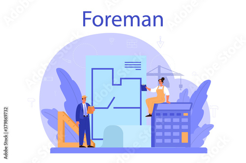 Foreman concept. Main engineer leading at construction site.