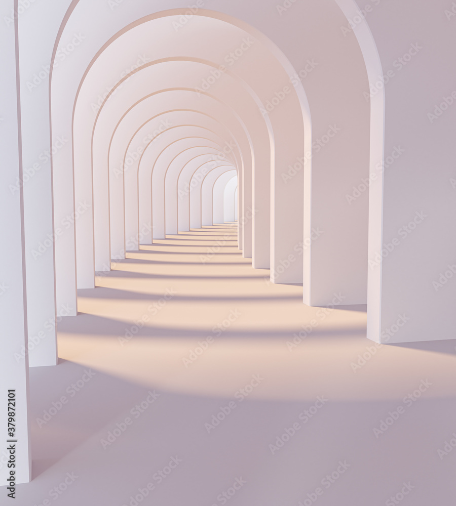White Corridor arches. 3d rendering White Corridor arches. 3d rendering