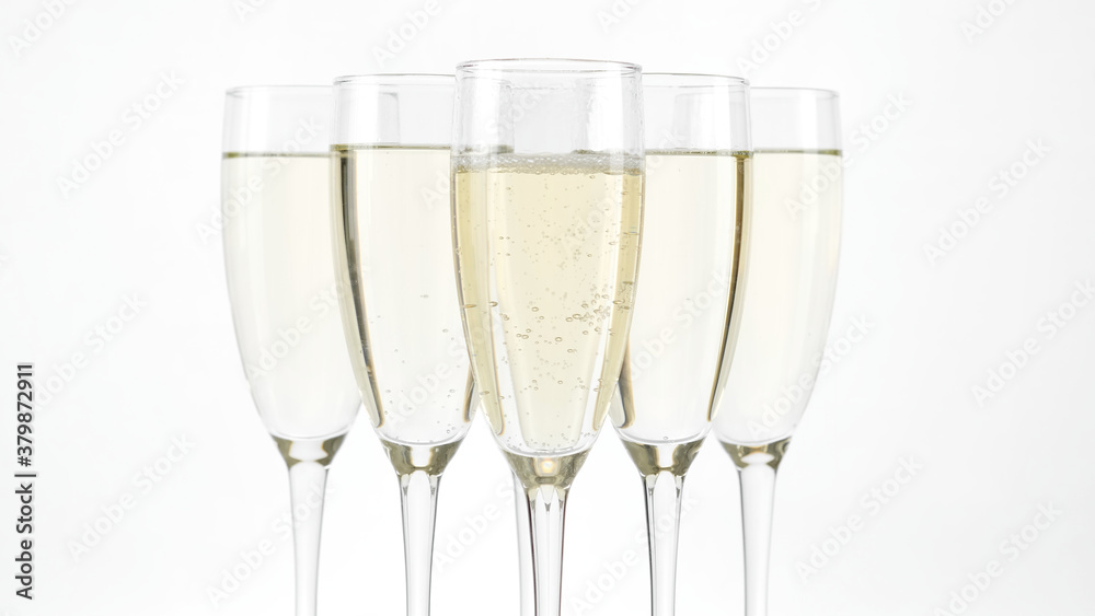 Champagne. flute-style glasses with Sparkling Wine white background. Celebration Champagne. flute-style glasses with Sparkling Wine white background. Celebration
