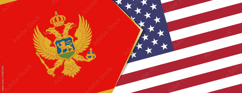 Montenegro and USA flags, two vector flags. Montenegro and USA flags, two vector flags.