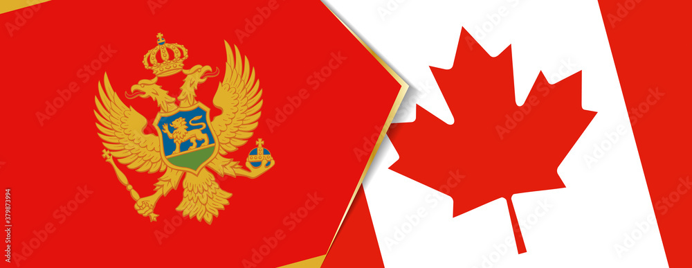 Montenegro and Canada flags, two vector flags. Montenegro and Canada flags, two vector flags.