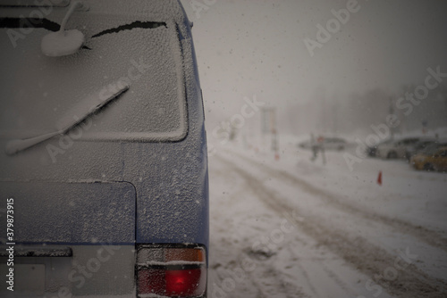 Van in snow photo